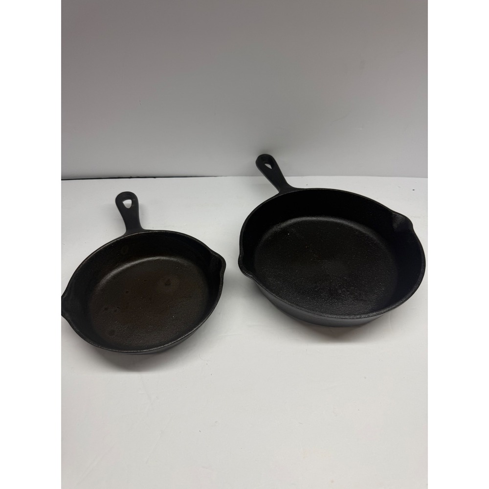 CookTools Cast Iron Skillet Set 2 Piece 6.5 and 8 Inch Black Frying Pans